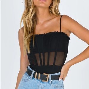 Black corset sheer bodysuit